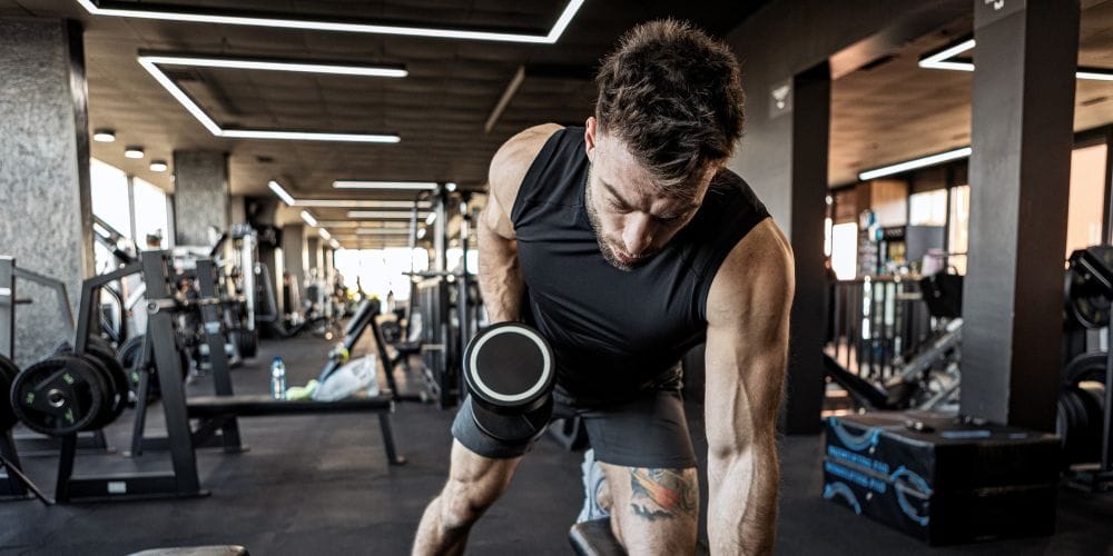 Man exercising at the gym.